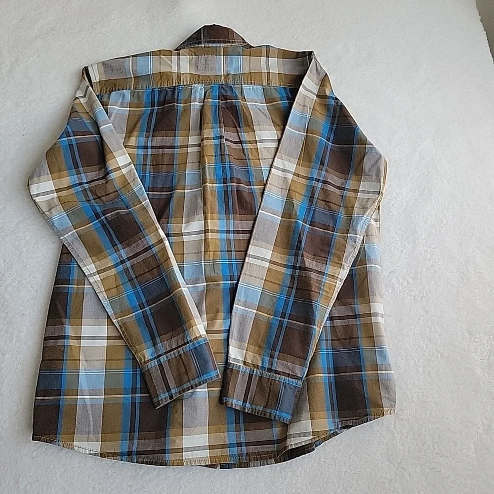 The North‎ Face Shirt Mens Large Blue Plaid Button Up Long Sleeve Outdoor Hiking